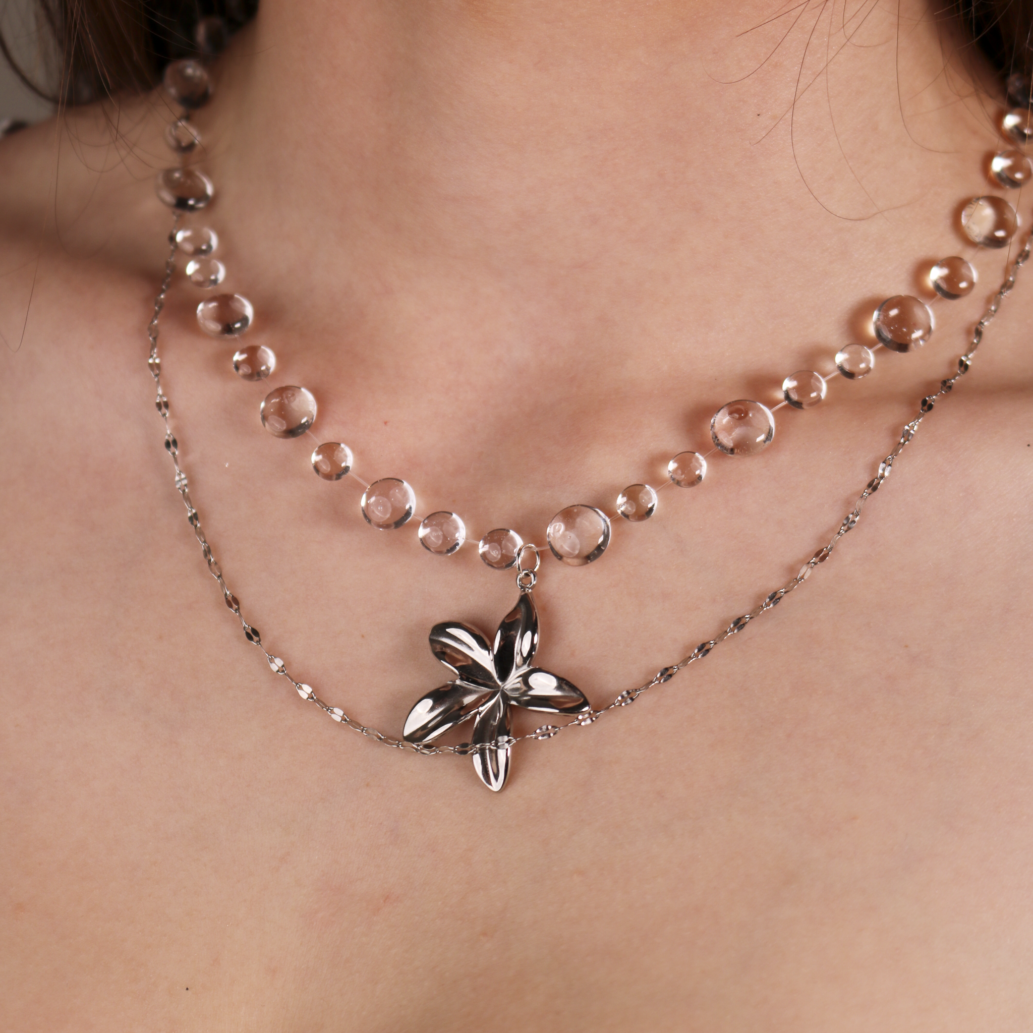Colier Silver Plumeria